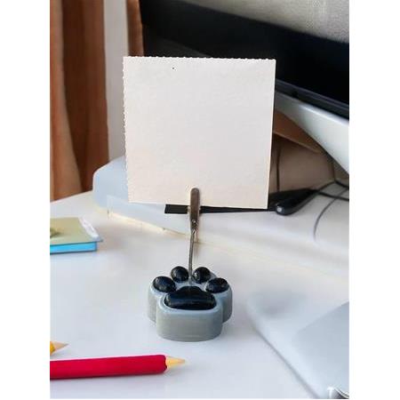 Gri Siyah Sevimli Kedi Patisi Fotoğraf Not Tutacak Pati Ofis Masası Hediyelik