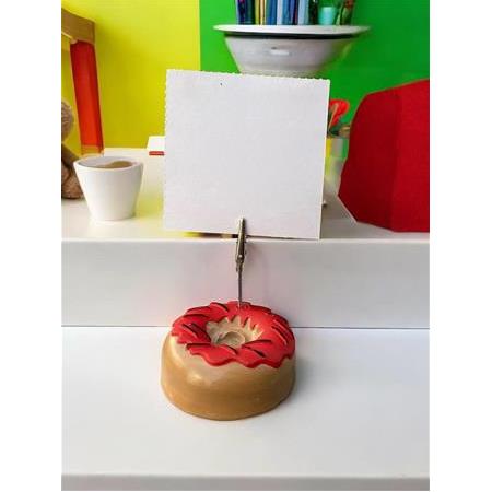 Kırmızı Çikolata Süsü Desenli Donut Model Temalı Fotoğraf Not Tutacak Ofis Masası Tutacağı Hediyelik