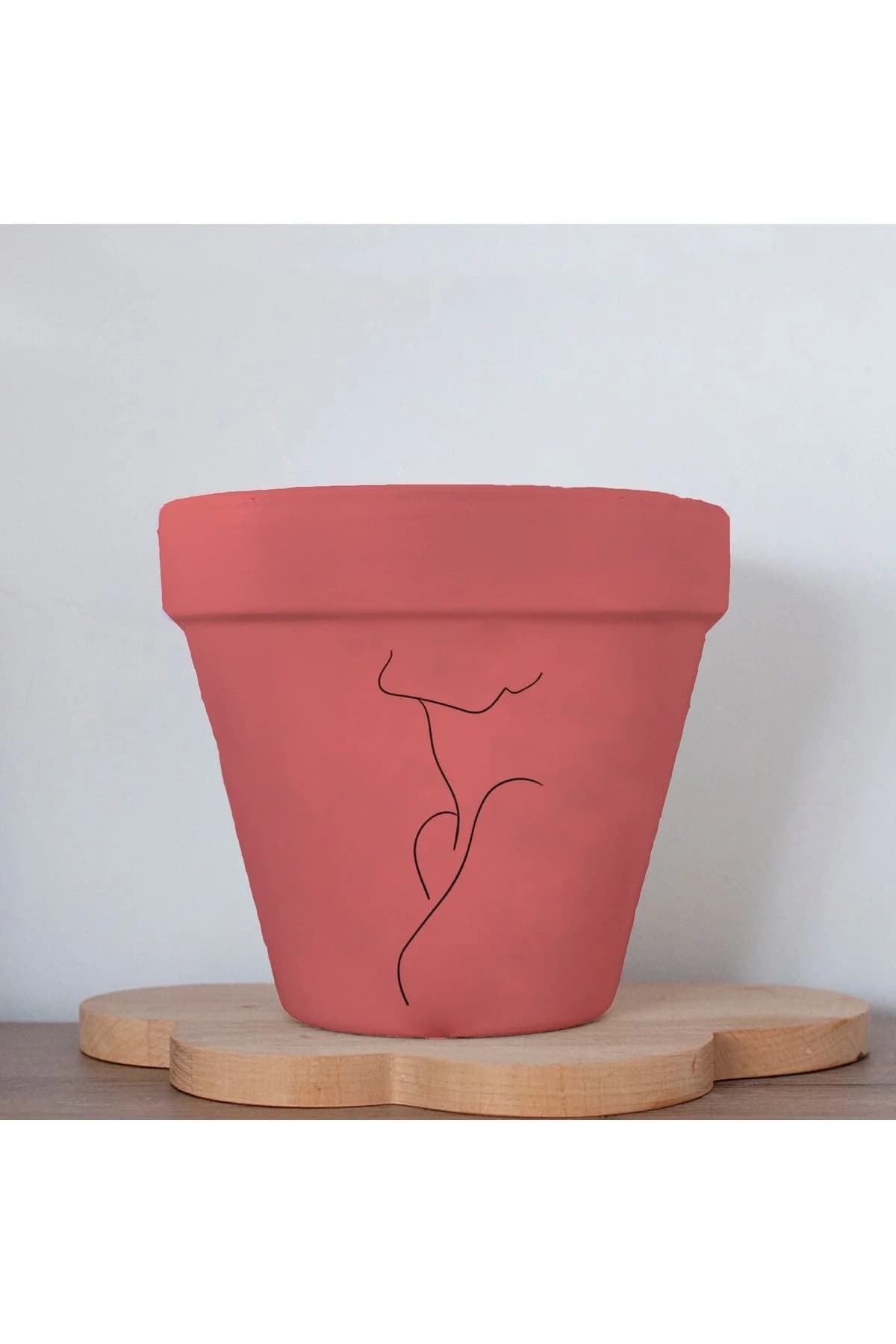 Minimalist Kadın 2 Figürlü Renkli El Yapımı Boyama 13 Cm Yalı Saksı Hediyelik - 1. görsel