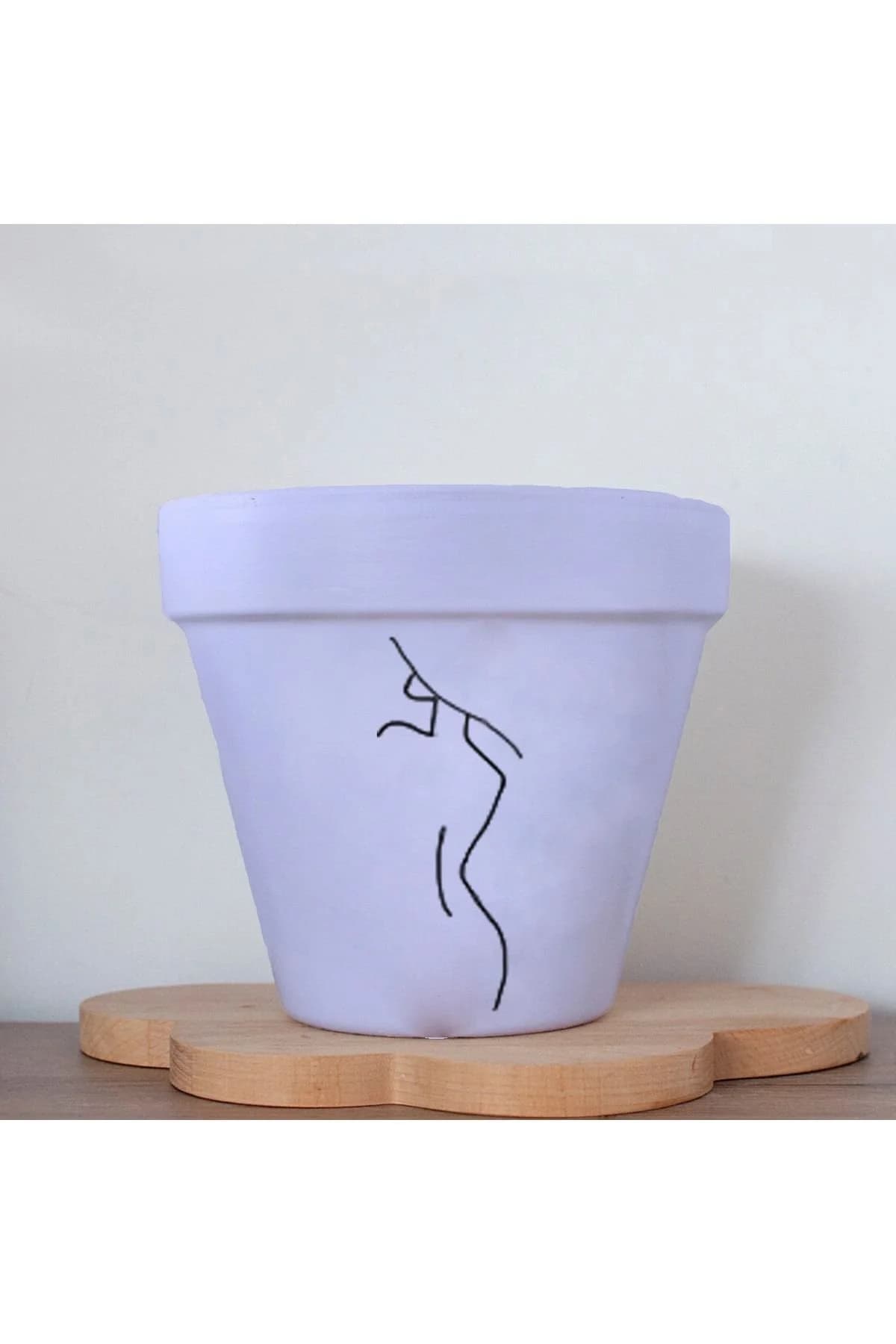 Minimalist Kadın 3 Figürlü Doğal Terleyen Toprak Renkli El Yapımı Boyama 13 Cm Yalı Saksı Hediyelik - 1. görsel