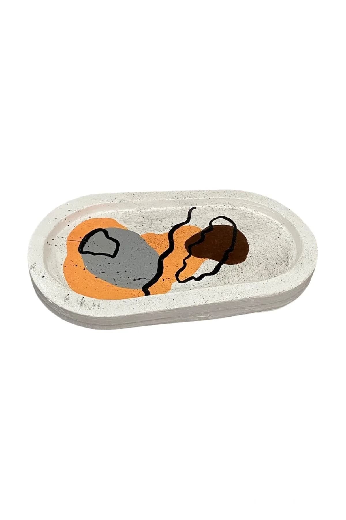 Dekoratif Oval Beton Biblo Tabak - 1. görsel