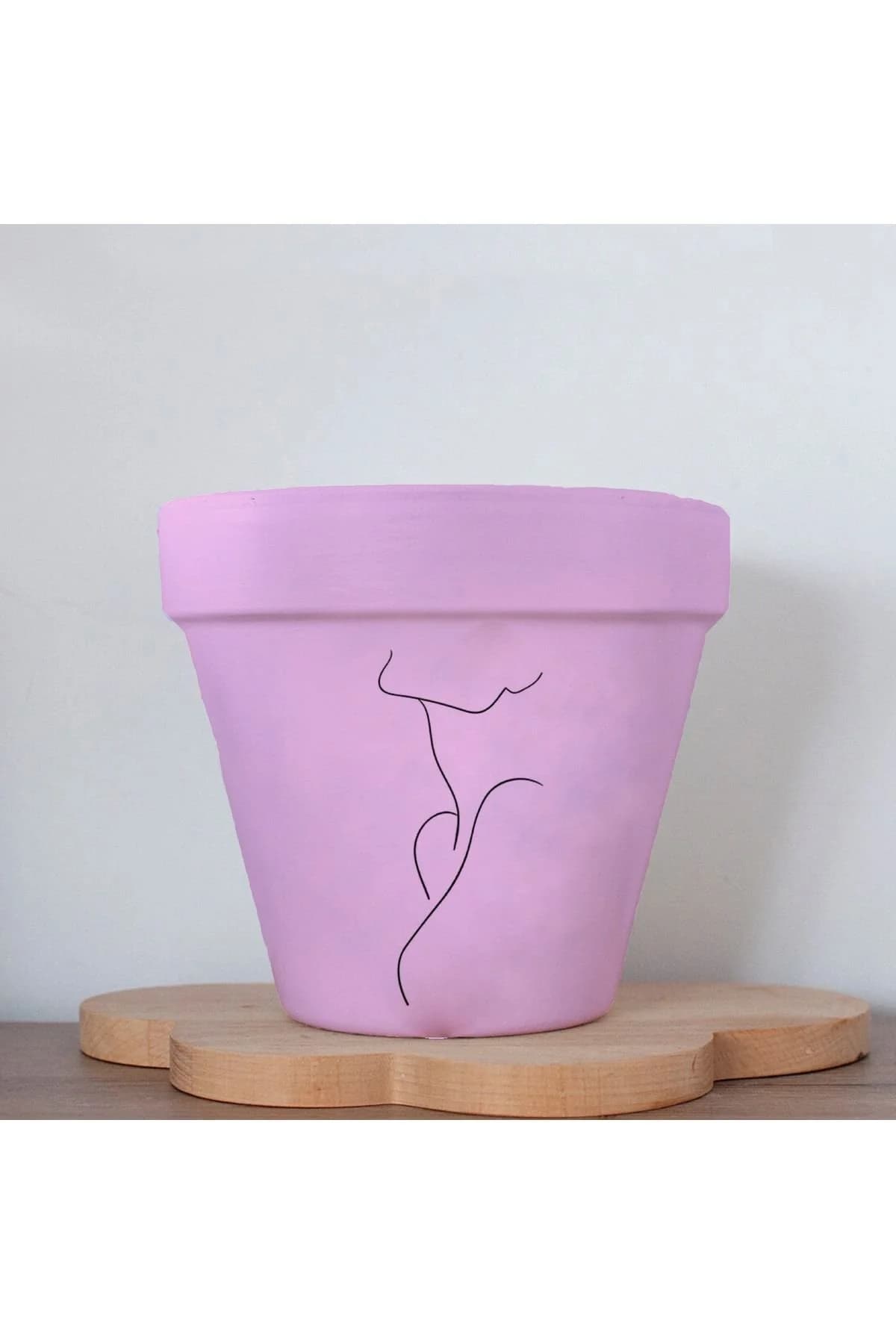 Minimalist Kadın 2 Figürlü Renkli El Yapımı Boyama 13 Cm Yalı Saksı Hediyelik - 1. görsel
