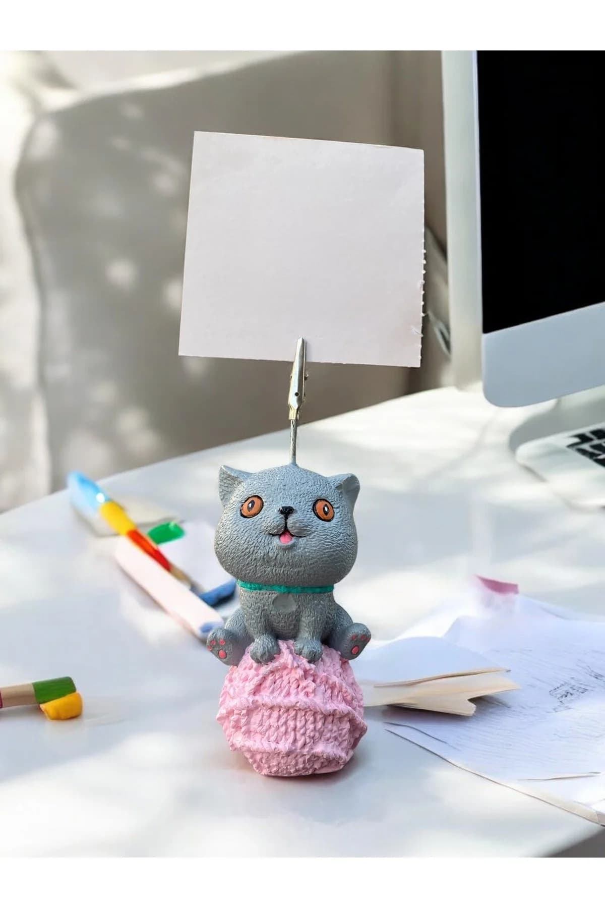 Scottish Kedi Temalı Not Tutacağı Fotoğraf Tutacak Tutucu Ofis Seti Hediyelik - 1. görsel