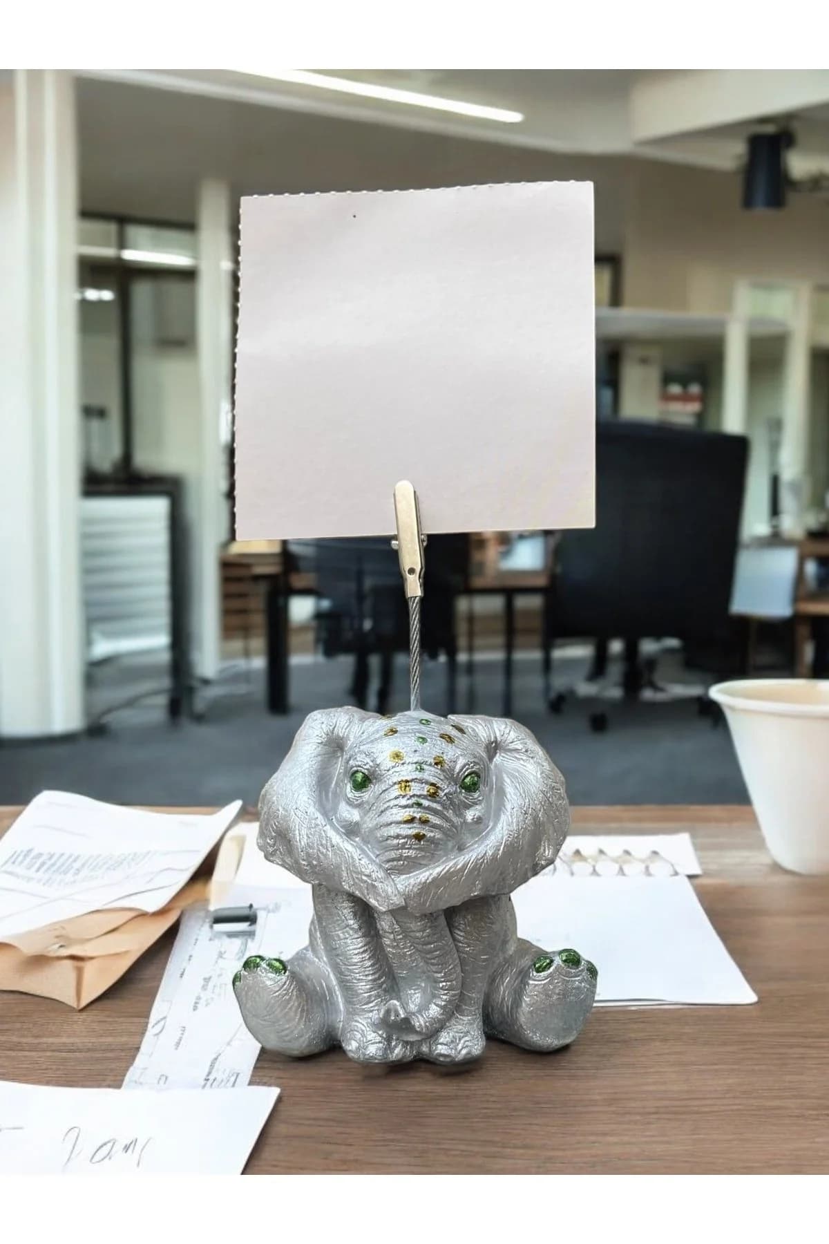 Gümüş Fil Temalı Not Tutacağı Fotoğraf Tutacak Tutucu Ofis Seti Hediyelik - 1. görsel