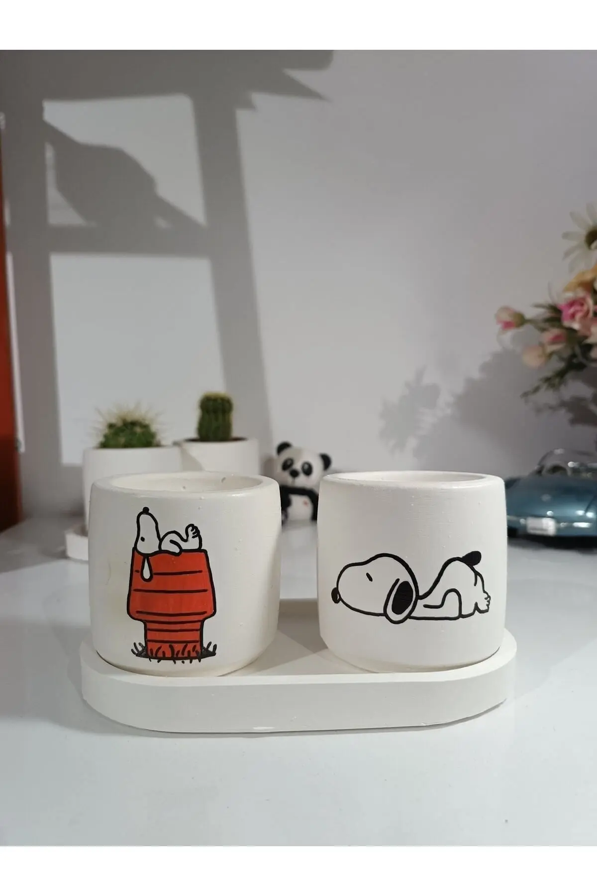 Tabaklı Snoopy Desenli Saksı Seti - 1. görsel