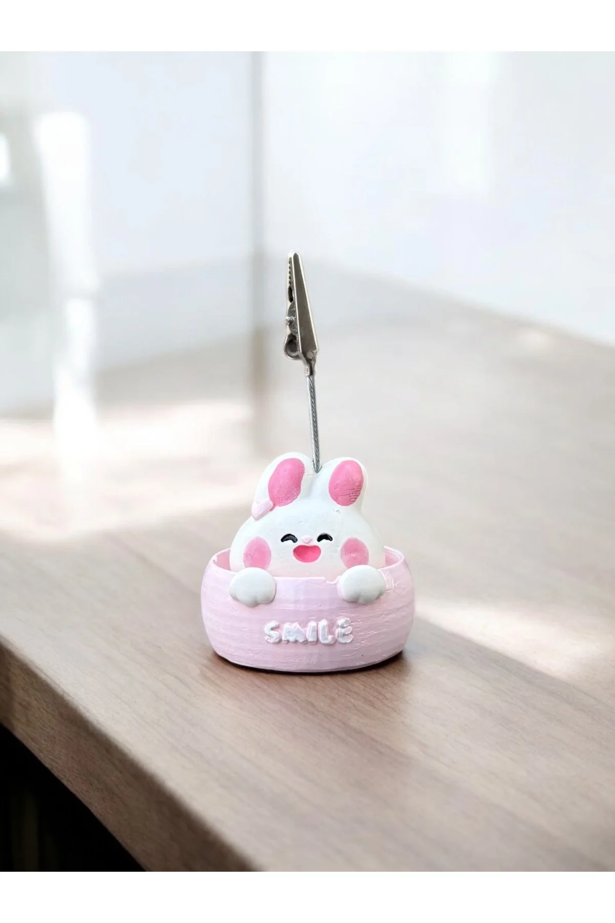 Smile Temalı Tavşan Fotoğraf Not Tutucu Ofis Masası Tutacak Hediyelik - 1. görsel