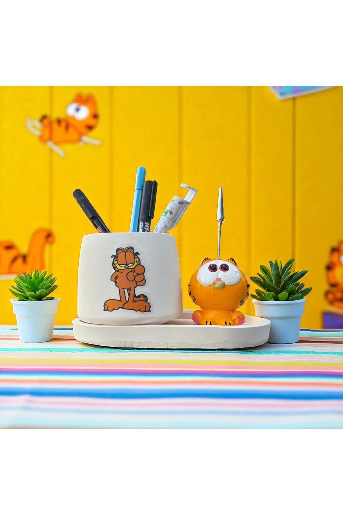 Dekoratif Sevimli Garfield Baskılı Kalemlik ve Garfield Notluk Seti - 1. görsel