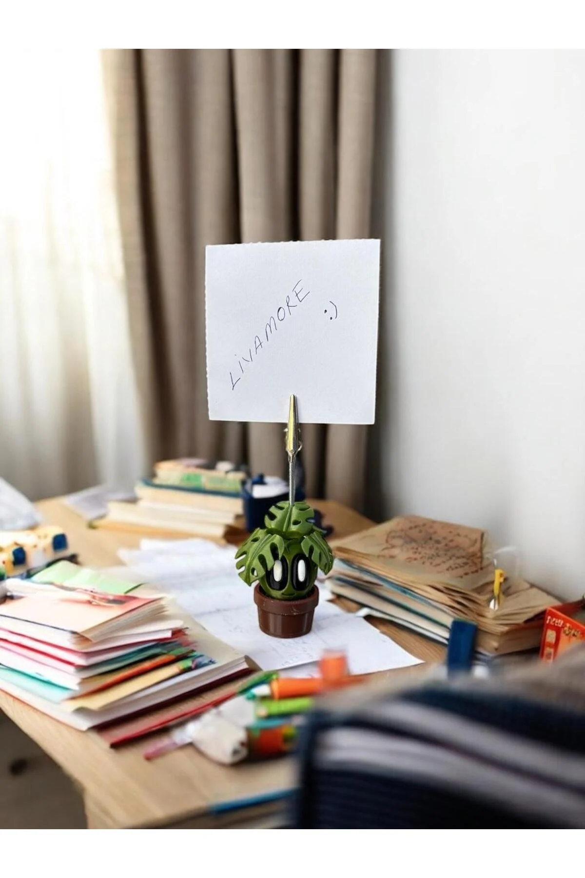 Sevimli Kaktüs Temalı Masaüstü Hediyelik Masaüstü Organizer Fotoğraf ve Not Tutucu - 1. görsel