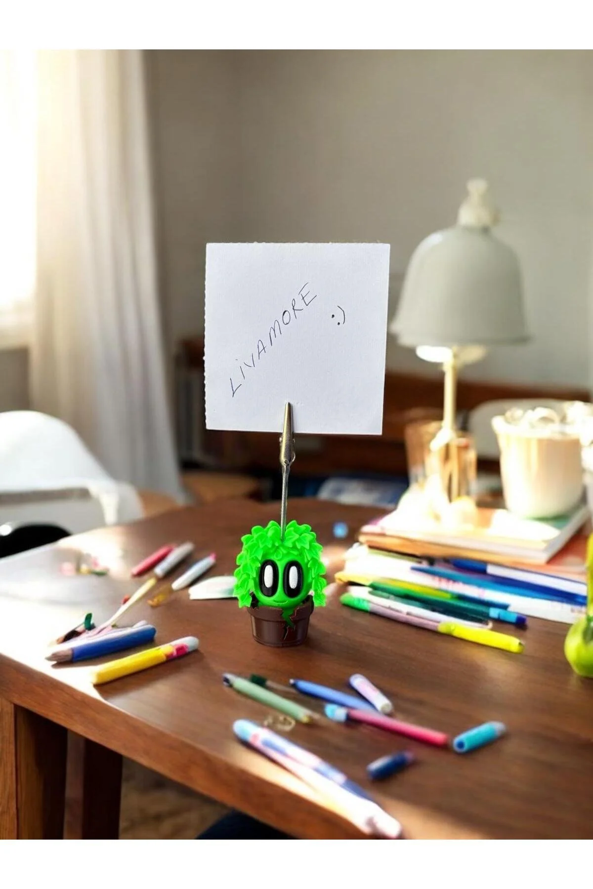Sevimli Kaktüs Temalı Masaüstü Hediyelik Masaüstü Organizer Fotoğraf ve Not Tutucu - 1. görsel