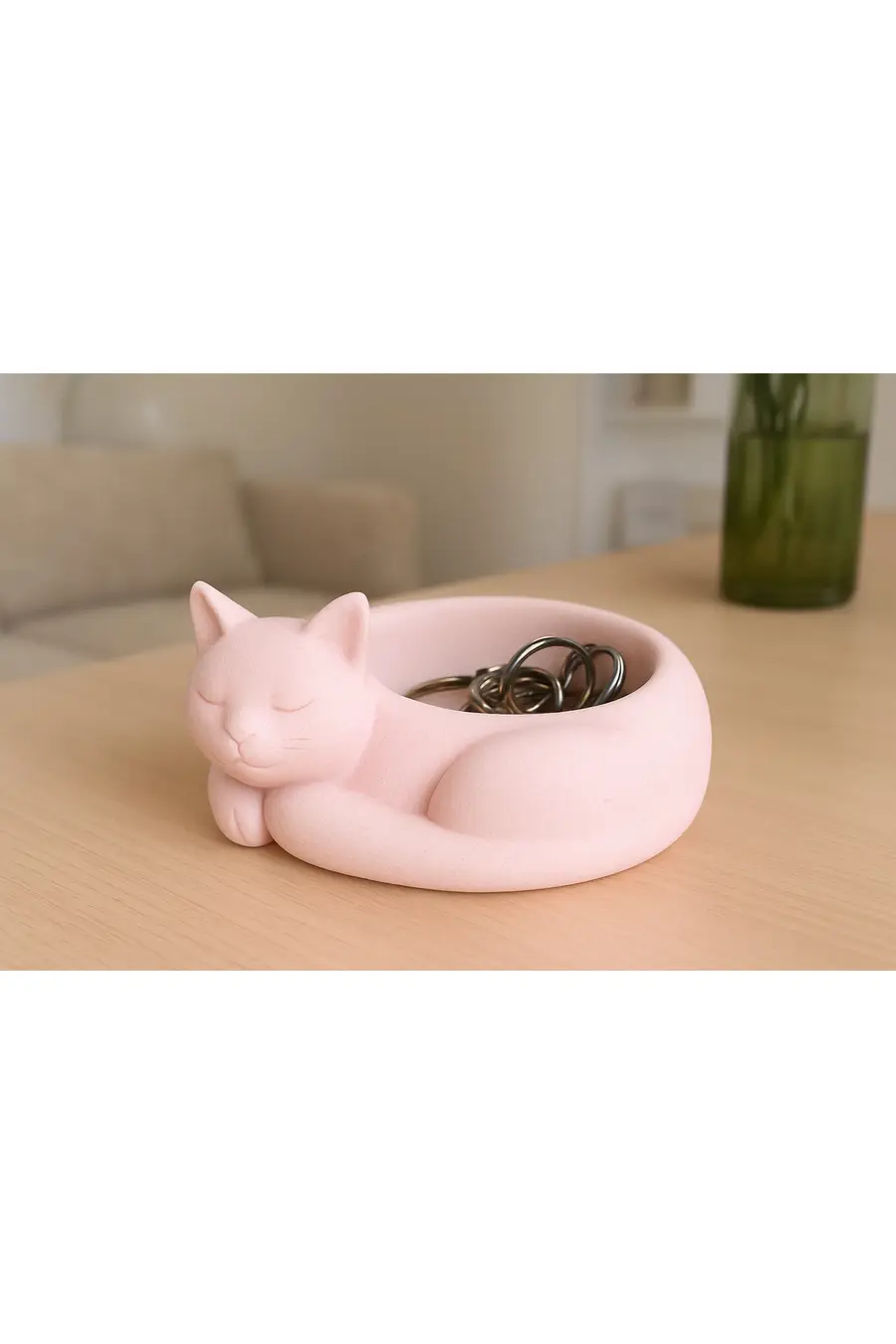 14 cm Kedi Taş Kase,Kedi Şeklinde Takı toka kasesi,cat bowl,kedi organizer,kedi dekor obje - 1. görsel