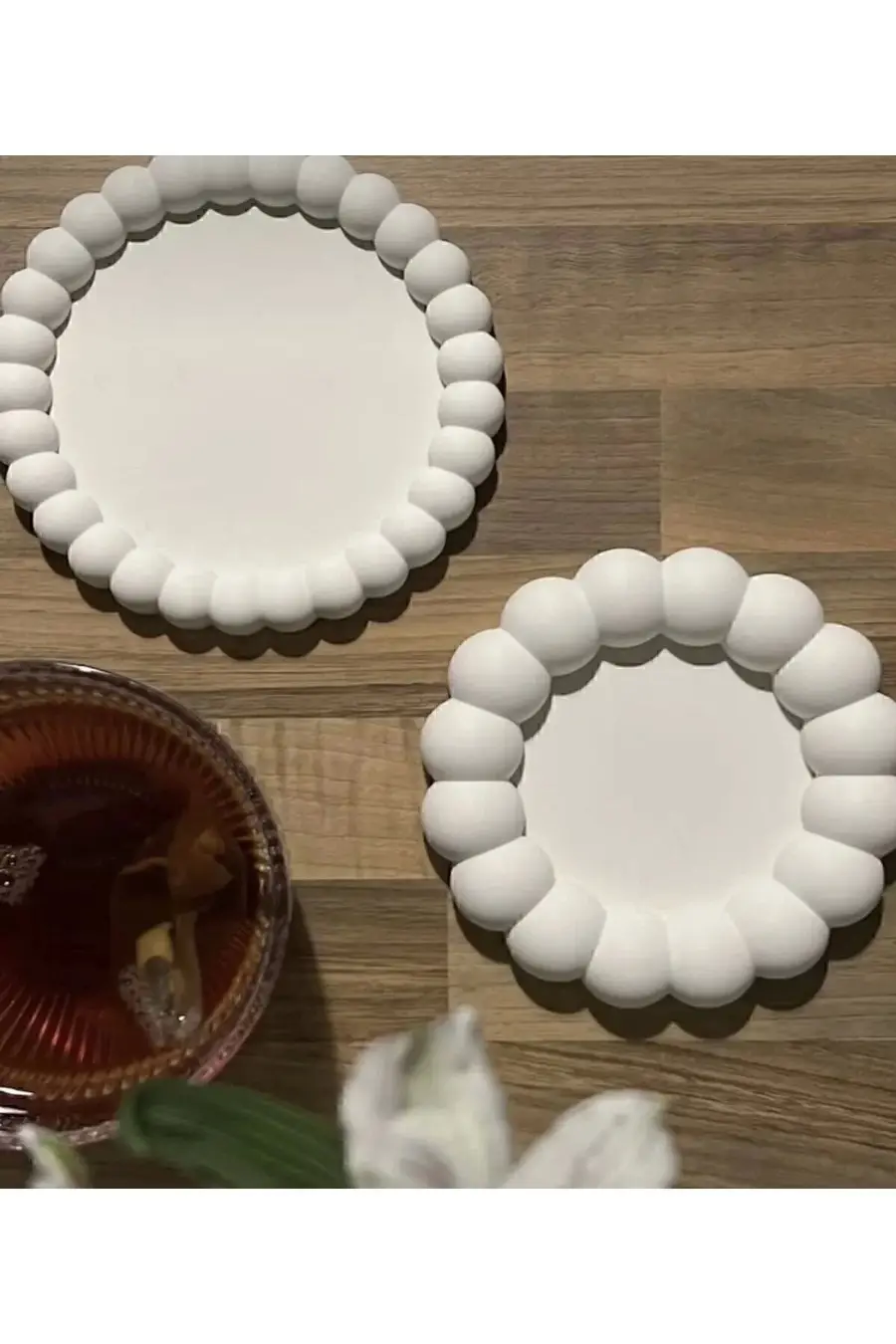 2'li Dekoratif Modern Tabak Takı Tabağı Bardak Altlığı - 1. görsel