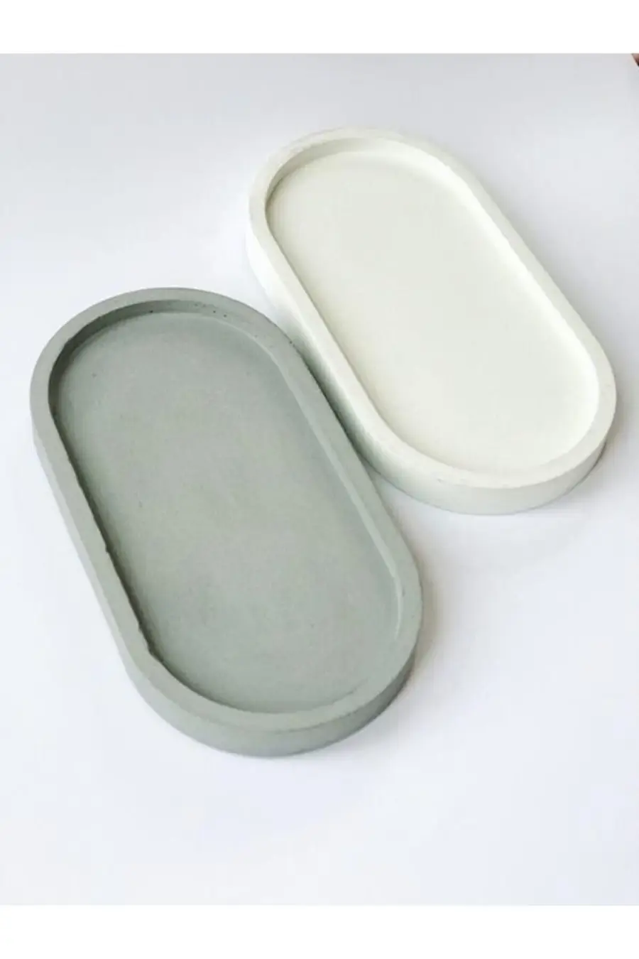 2'li Dekoratif Oval Beton Tabak - 1. görsel