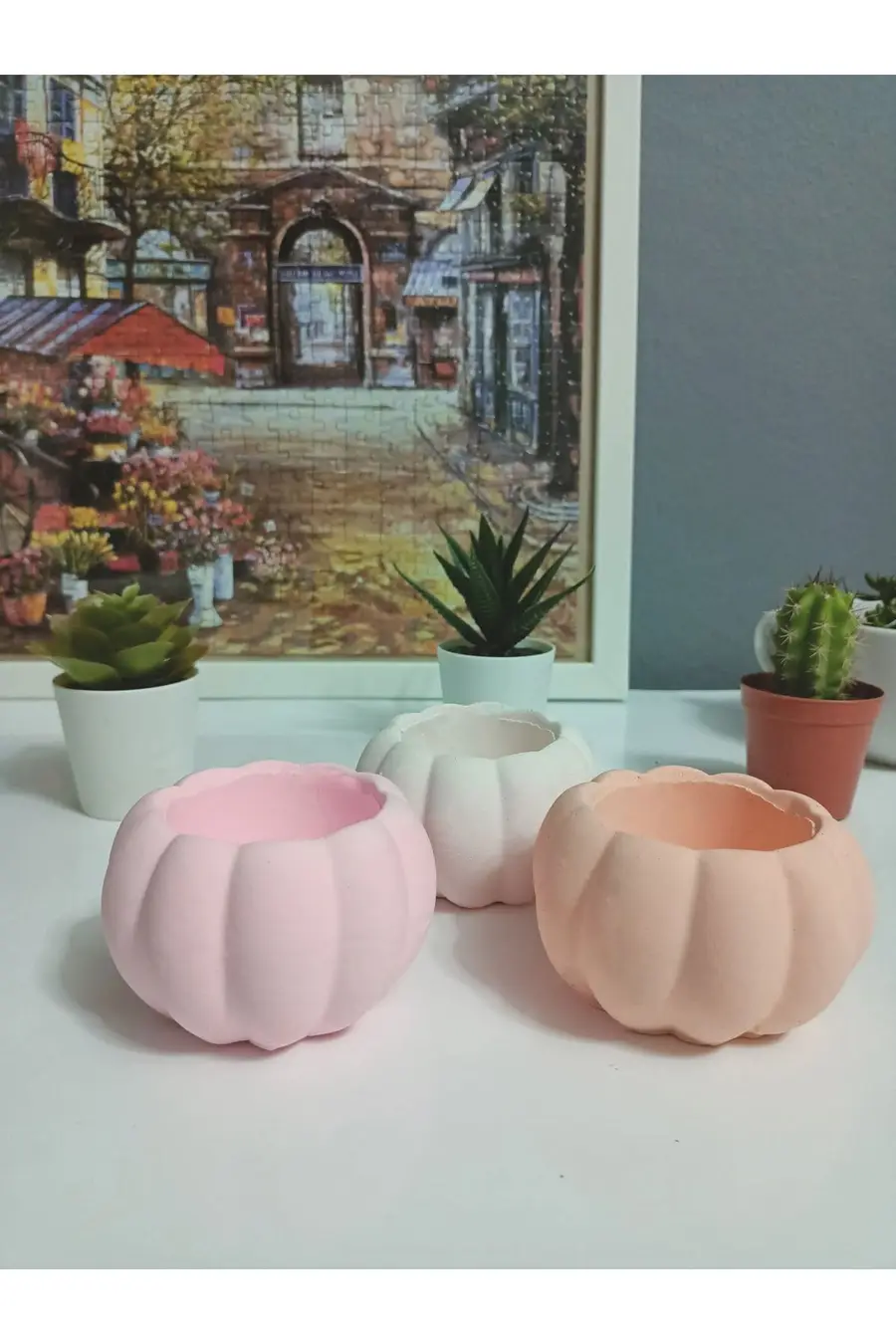 3'lü Sukulent Ve Kaktüs Saksısı Pembe-somon - 1. görsel