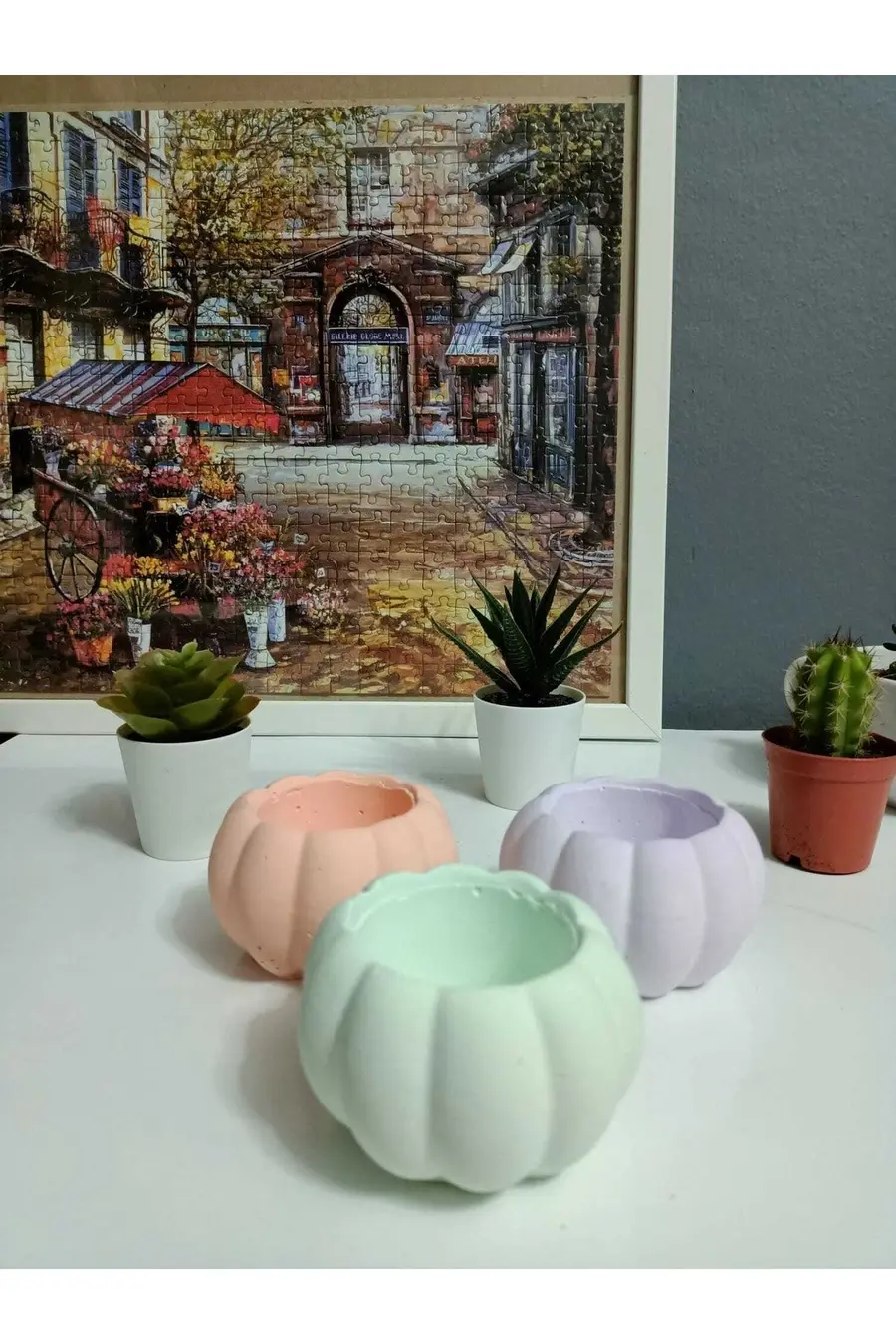 3'lü Sukulent Ve Kaktüs Saksısı Pembe-somon - 1. görsel