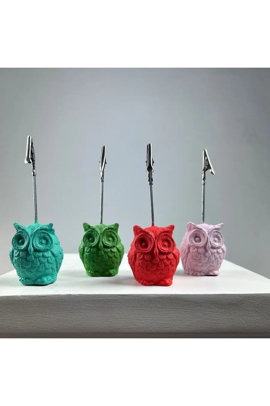 Baykuş Not Tutucu 4'lü Set (buz Yeşili - Pembe- Mercan - Yeşil) - 1. görsel