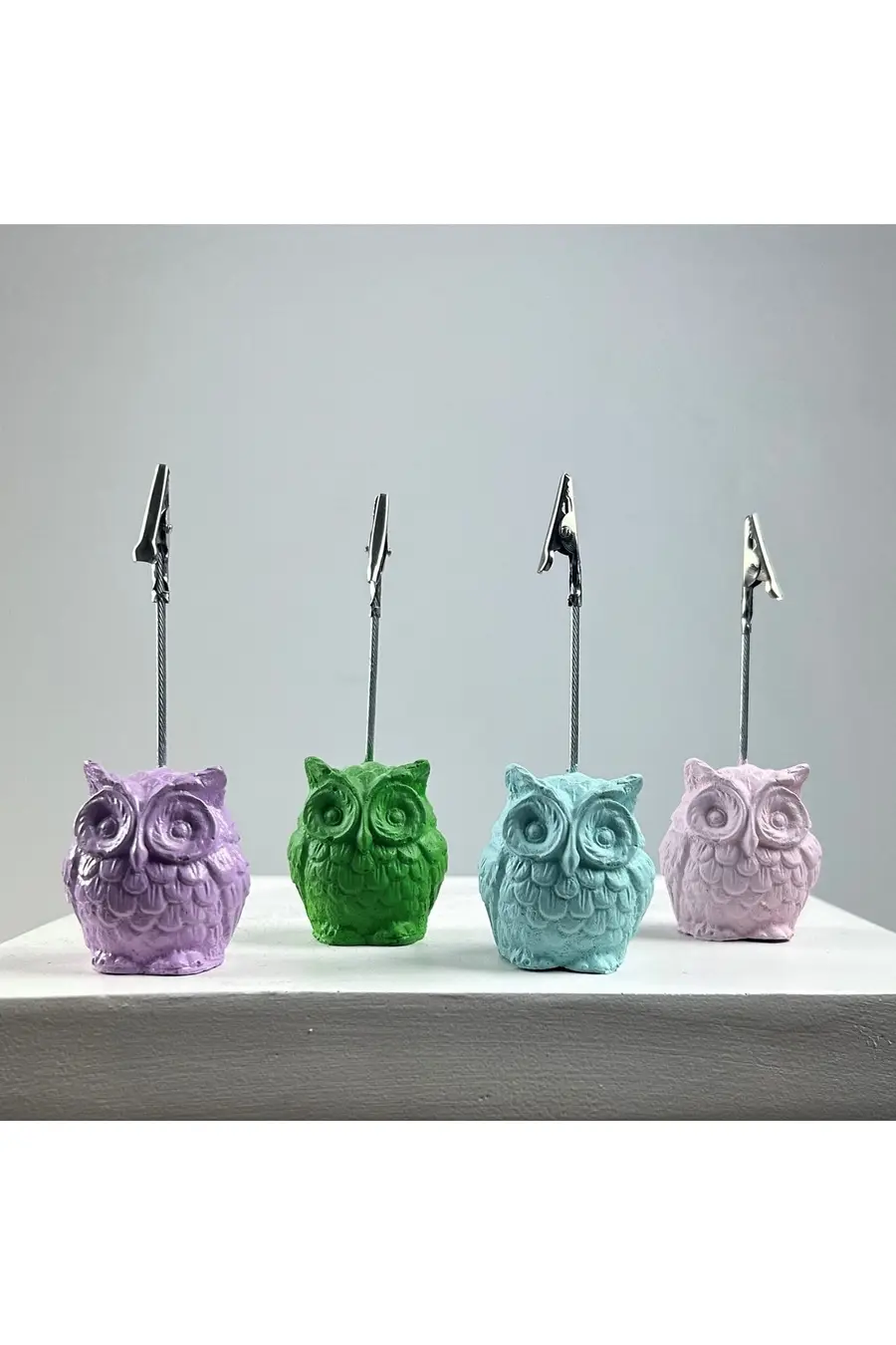 Baykuş Not Tutucu 4'lü Set (buz Yeşili - Pembe- Nane - Yeşil) - 1. görsel
