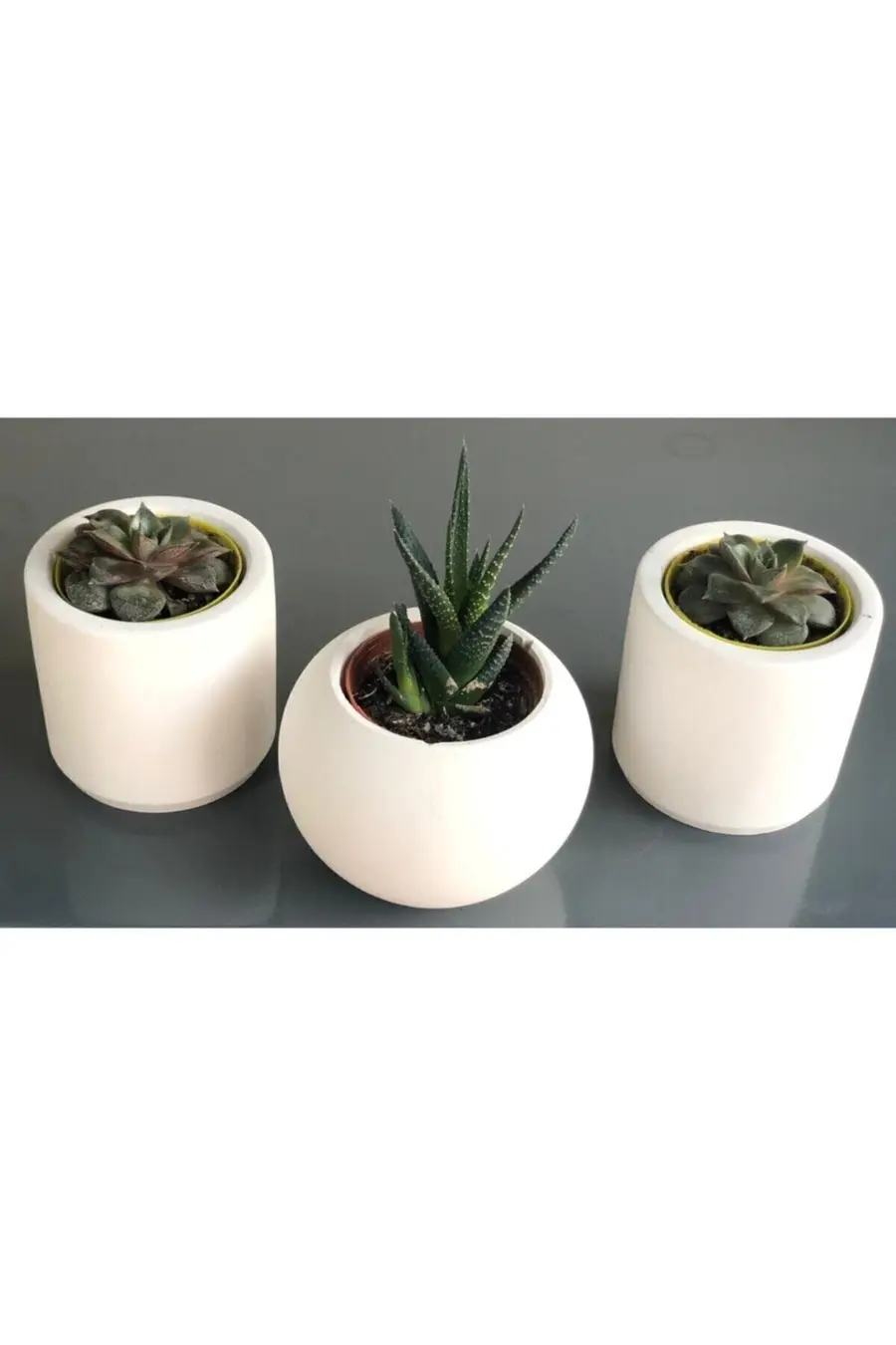 Beton Saksı Sukulent Beton Kaktus Saksısı Betondan Saksı %100 3 Lü Set 421 - 1. görsel