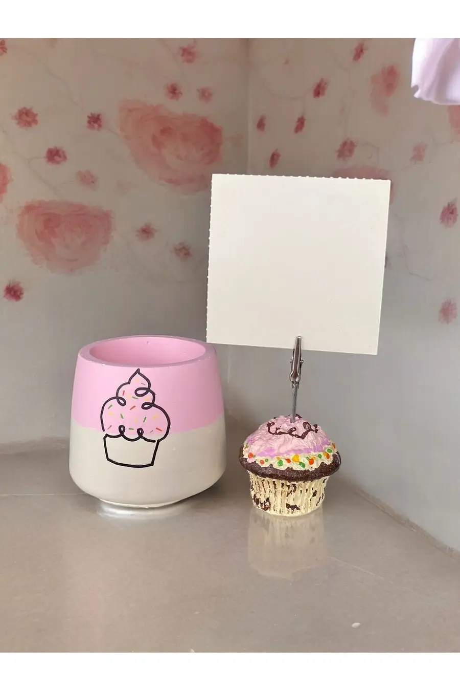 Cupcake tutuculu cupcake çizimli saksı ofis seti - 1. görsel