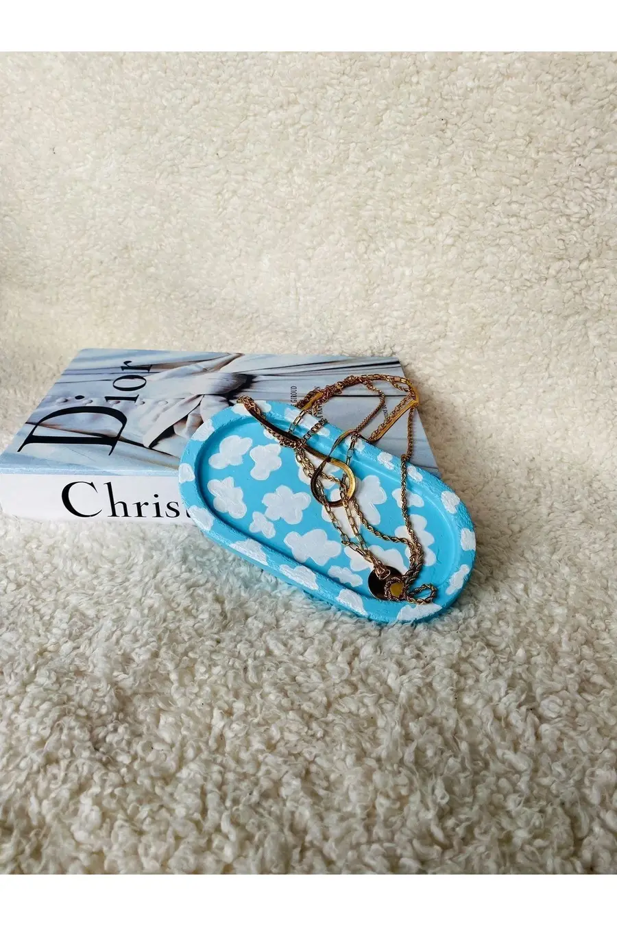 Dekoratif Oval Beton Biblo Tabak - 1. görsel