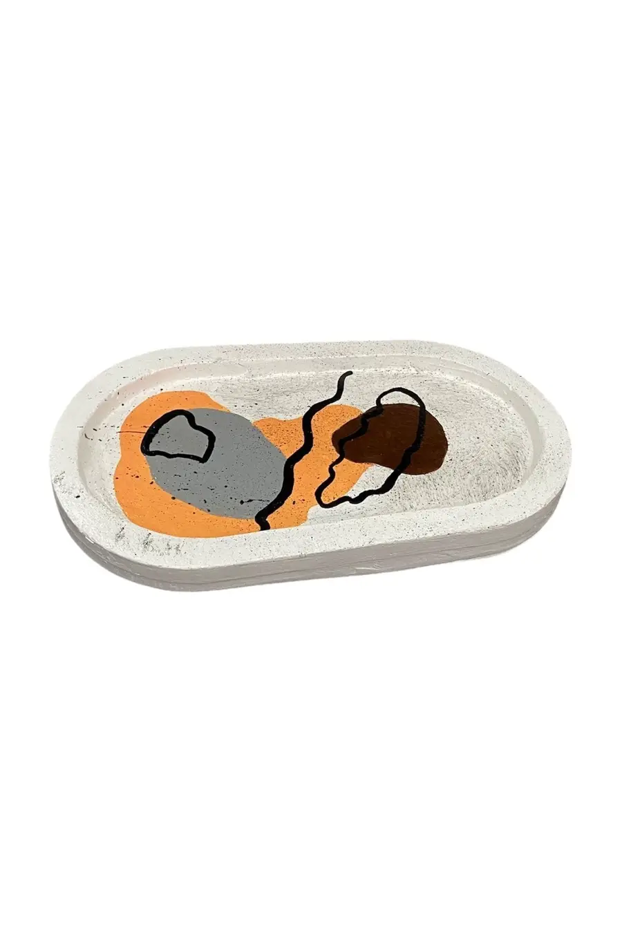 Dekoratif Oval Beton Biblo Tabak - 1. görsel