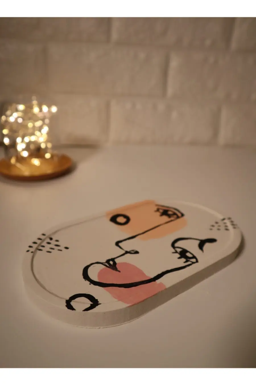 Dekoratif Oval Beton Tabak Organizer Mumluk - 1. görsel