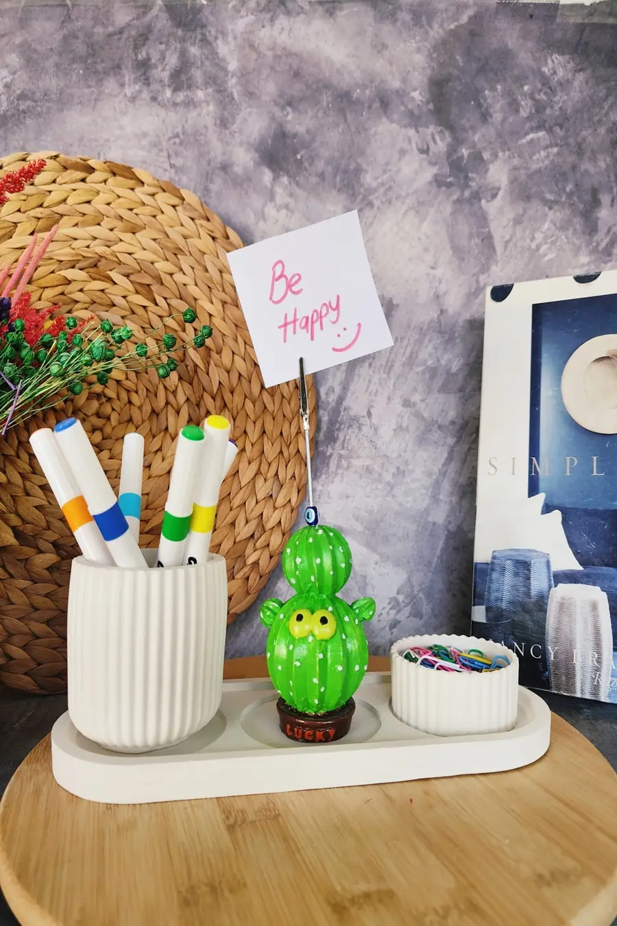 Dekoratif Sevimli Lucky Kaktüs Notluk ve Kalemlik Seti, 4lü Masaüstü Organizer - 1. görsel