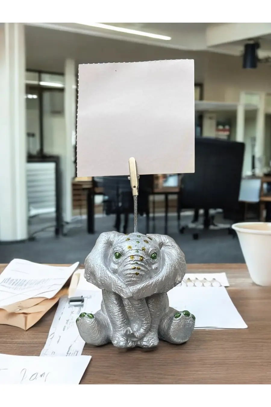 Gümüş Fil Temalı Not Tutacağı Fotoğraf Tutacak Tutucu Ofis Seti Hediyelik - 1. görsel