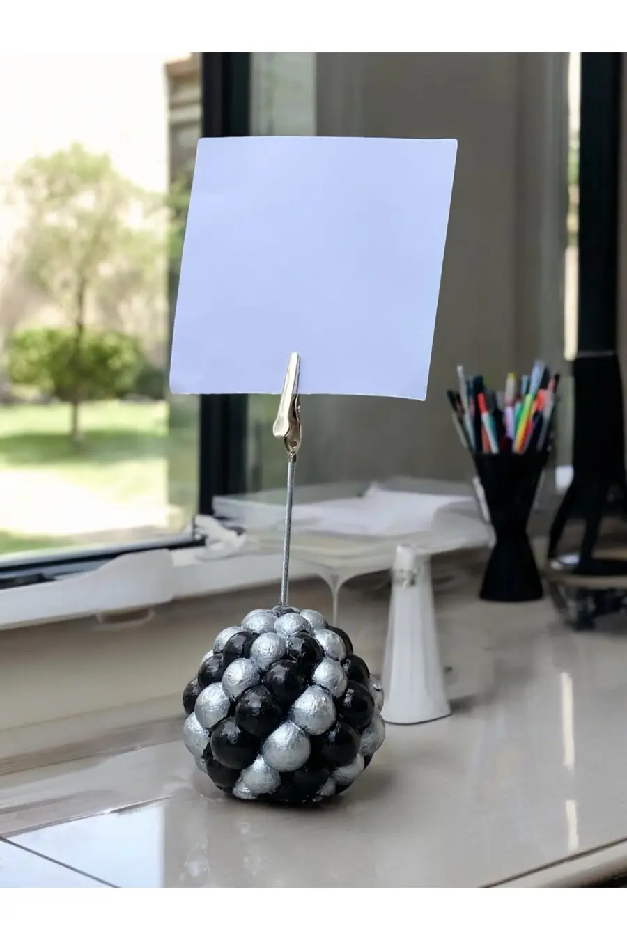 Gümüş Siyah Çoklu Top Bubble Fotoğraf Not Tutacağı Hediyelik Tutacak - 1. görsel