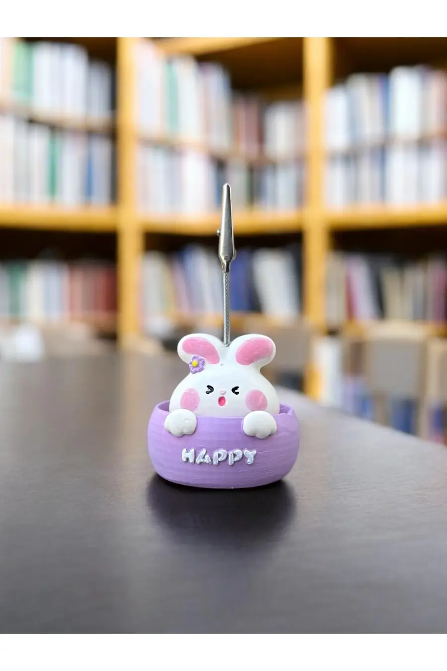 Happy Temalı Tavşan Fotoğraf Not Tutucu Ofis Masası Tutacak Hediyelik - 1. görsel