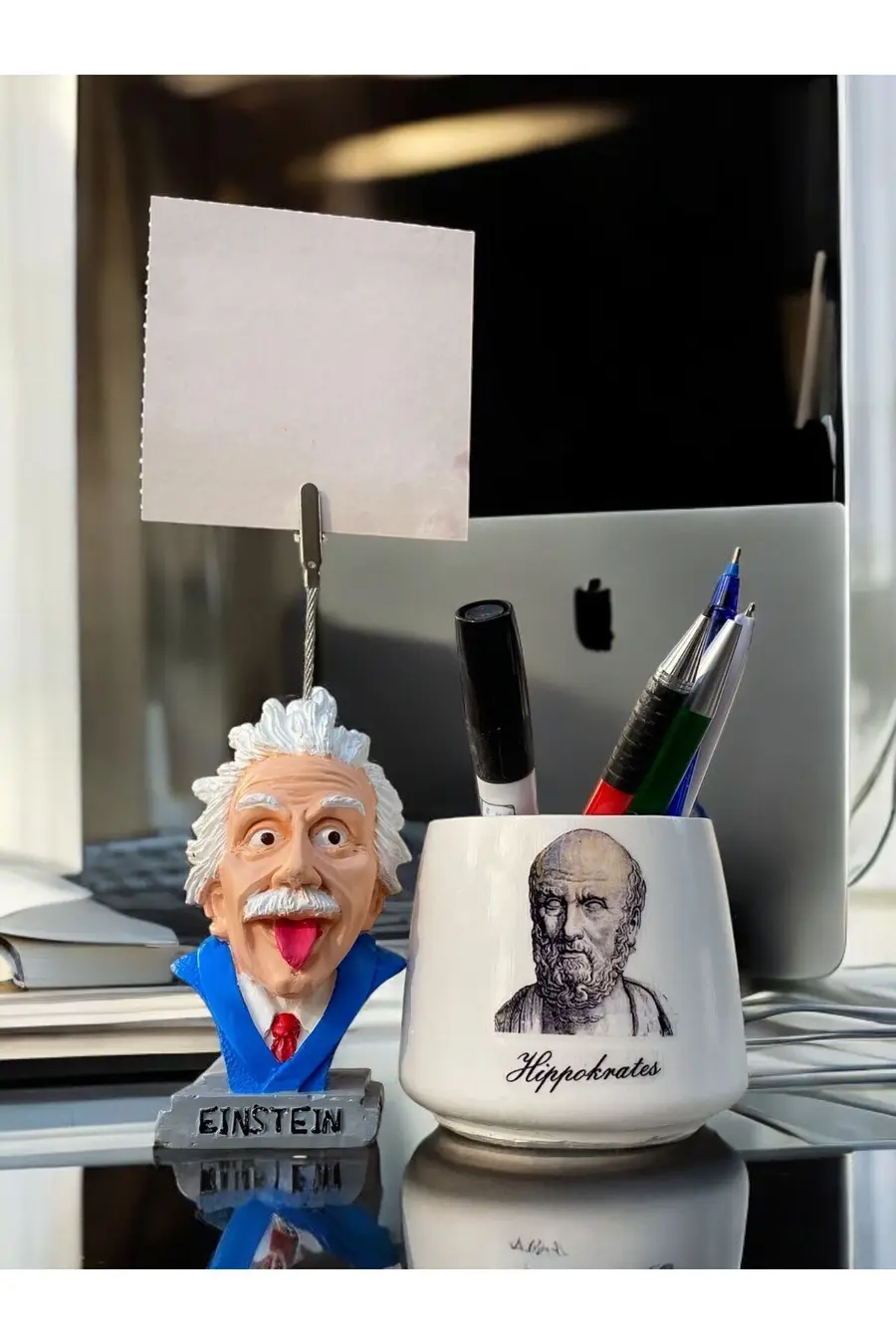 Hippokrates Ve Einstein Temalı Hipokrat Doktor Hediyesi Not Tutucu Ve Kalemlik Tutacak - 1. görsel