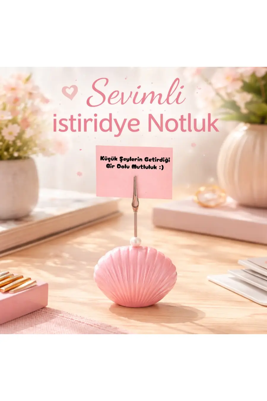İstiridye Not Tutucu Ve Fotoğraf Tutucu - Pembe İstiridye Notluk - 1. görsel