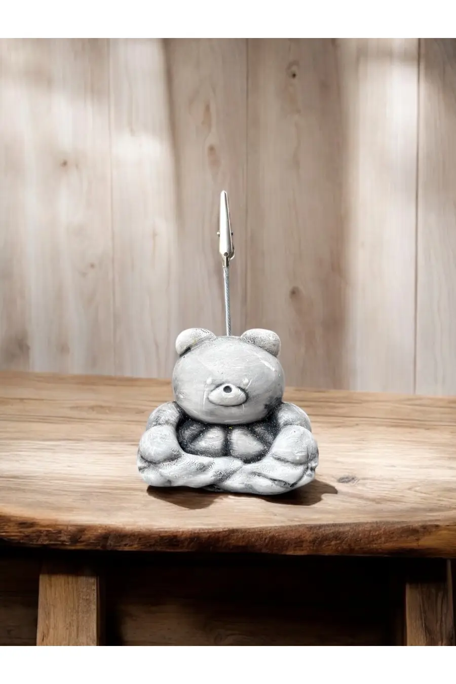 Kawaii Sevimli Kaslı Ayı Eskitme Fotoğraf ve Not Tutucu - Ofis Masa Not Tutacağı - 1. görsel