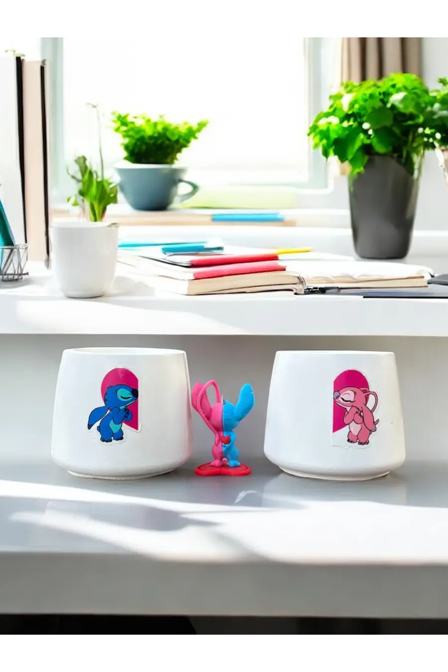 Kawaii Sevimli Stitch ve Angel Fotoğraf ve Not Tutucu Sevgili Kombini - Ofis Masa Not Tutacağı - 1. görsel
