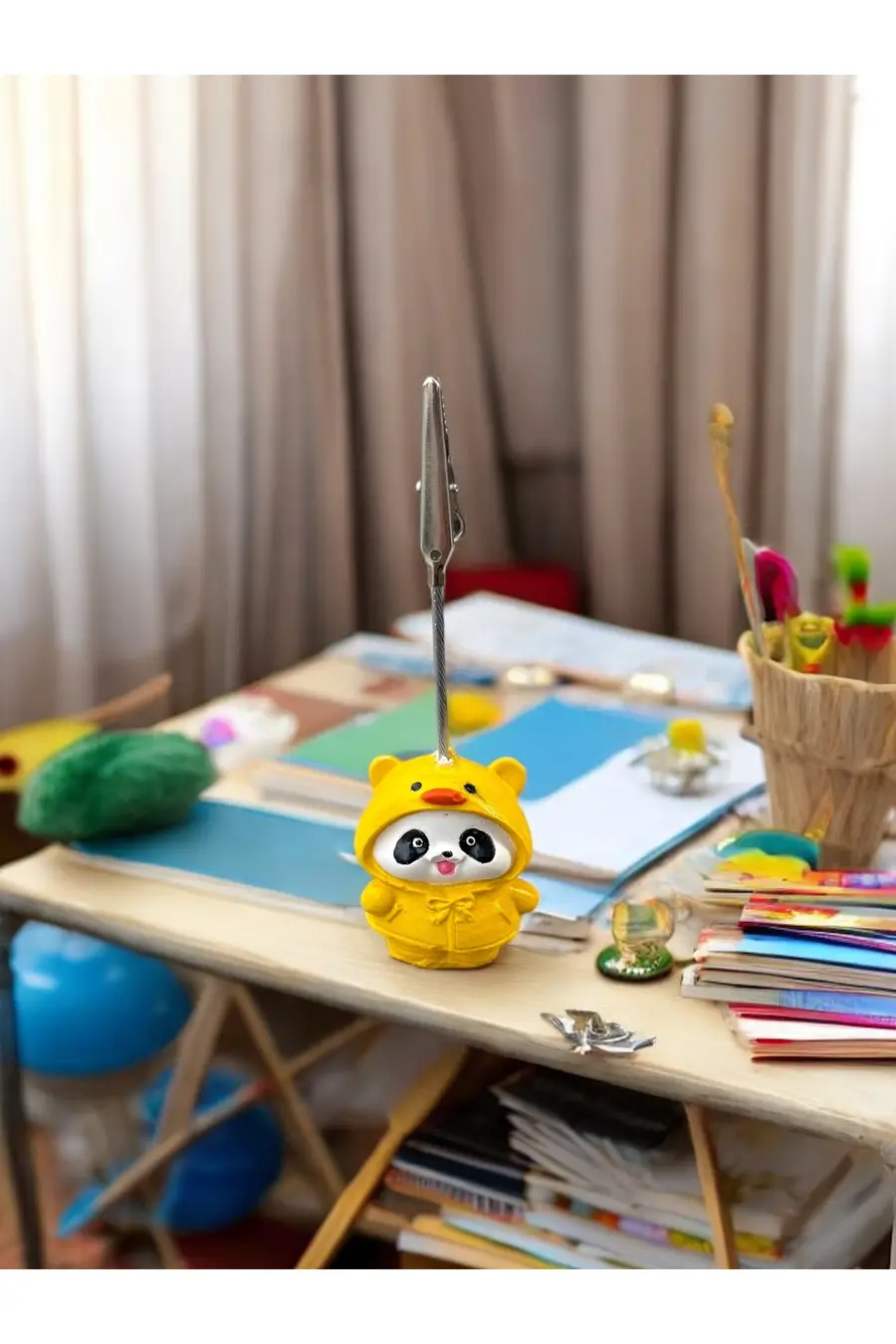Kawaii Sevimli Tekli Sarı Kıyafetli Ördek Panda Fotoğraf ve Not Tutucu - Ofis Masa Not Tutacağı - 1. görsel