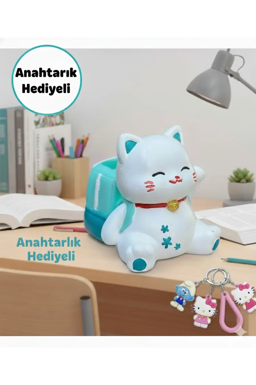 Kedi Kalemlik Obje, Masa Dekoru Kedi kalemlik(ANAHTARLIK HEDİYELİ) - 1. görsel
