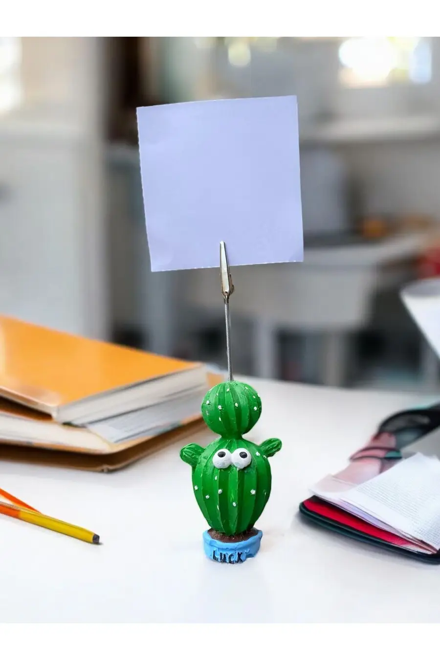 Lucky Şans Temalı Sevimli Kaktüs Fotoğraf Not Tutucu Ofis Masası Not Tutacağı Hediyelik - 1. görsel