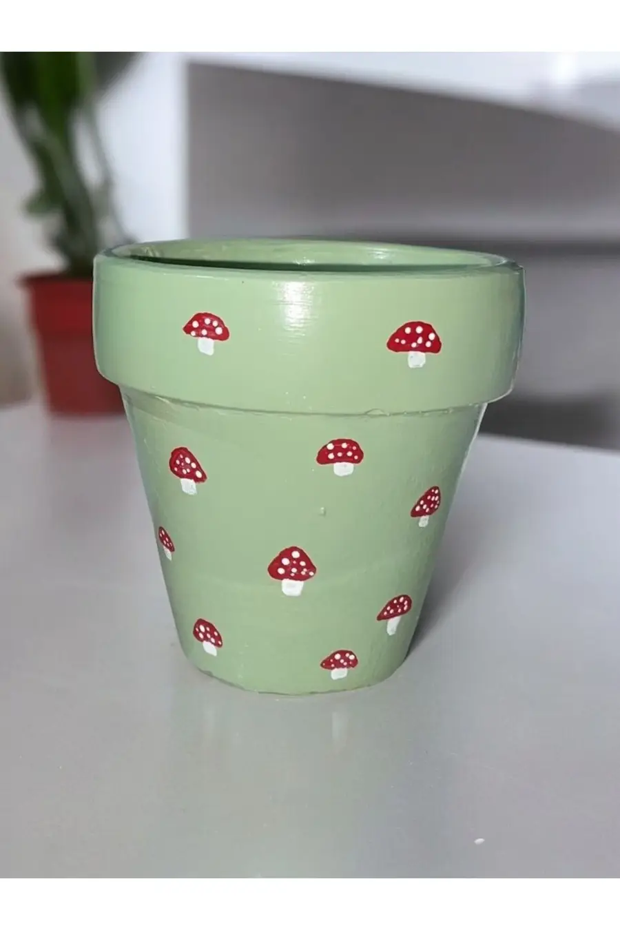Mario mantarı yeşil saksı 13 cm - 1. görsel