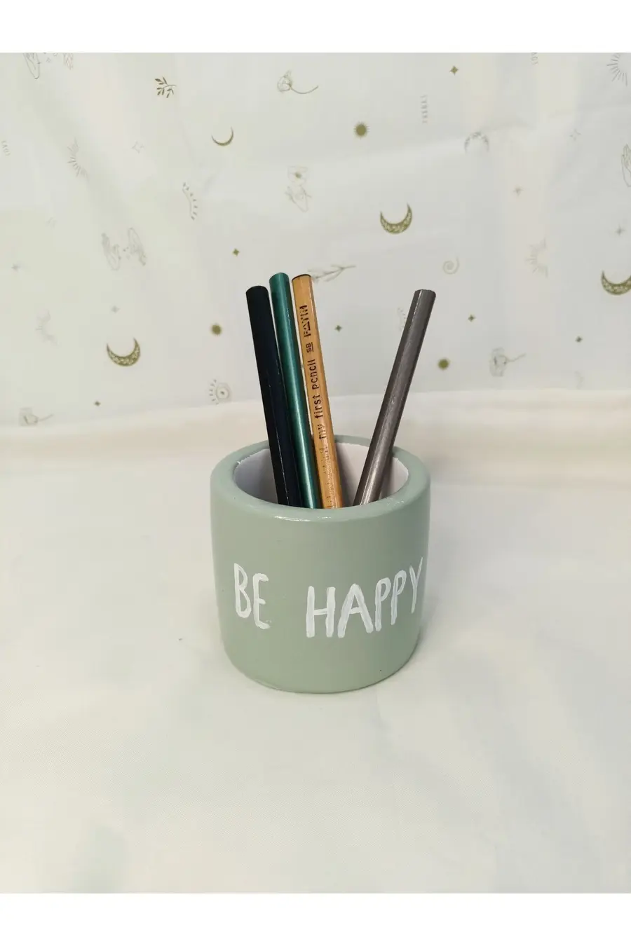 Masaüstü Dekoratif Beton Kalemlik Be Happy - 1. görsel