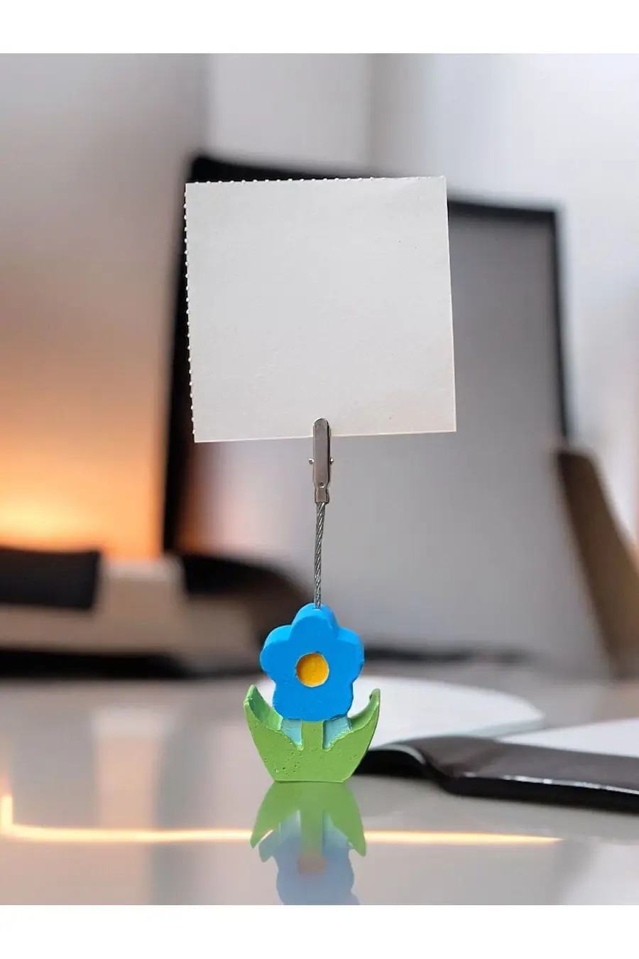 Mavi Papatya Not - Fotoğraf Tutucu Hediye Ofis Seti - 1. görsel