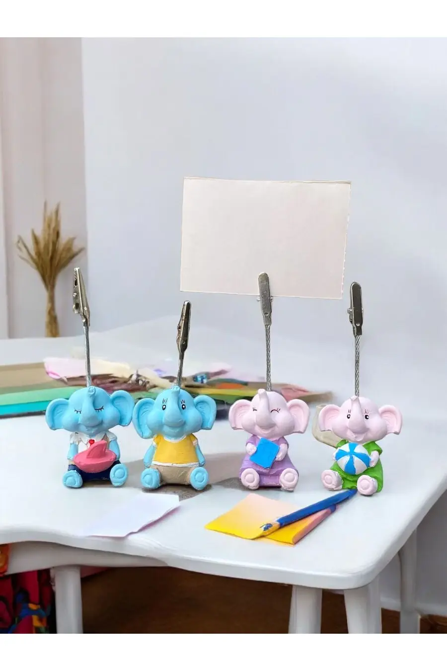 Minik Tatlı Kawaii Yavru Filler Fotoğraf Not Tutacağı Ofis Masası Hediye Tutucu Tutacak - 1. görsel