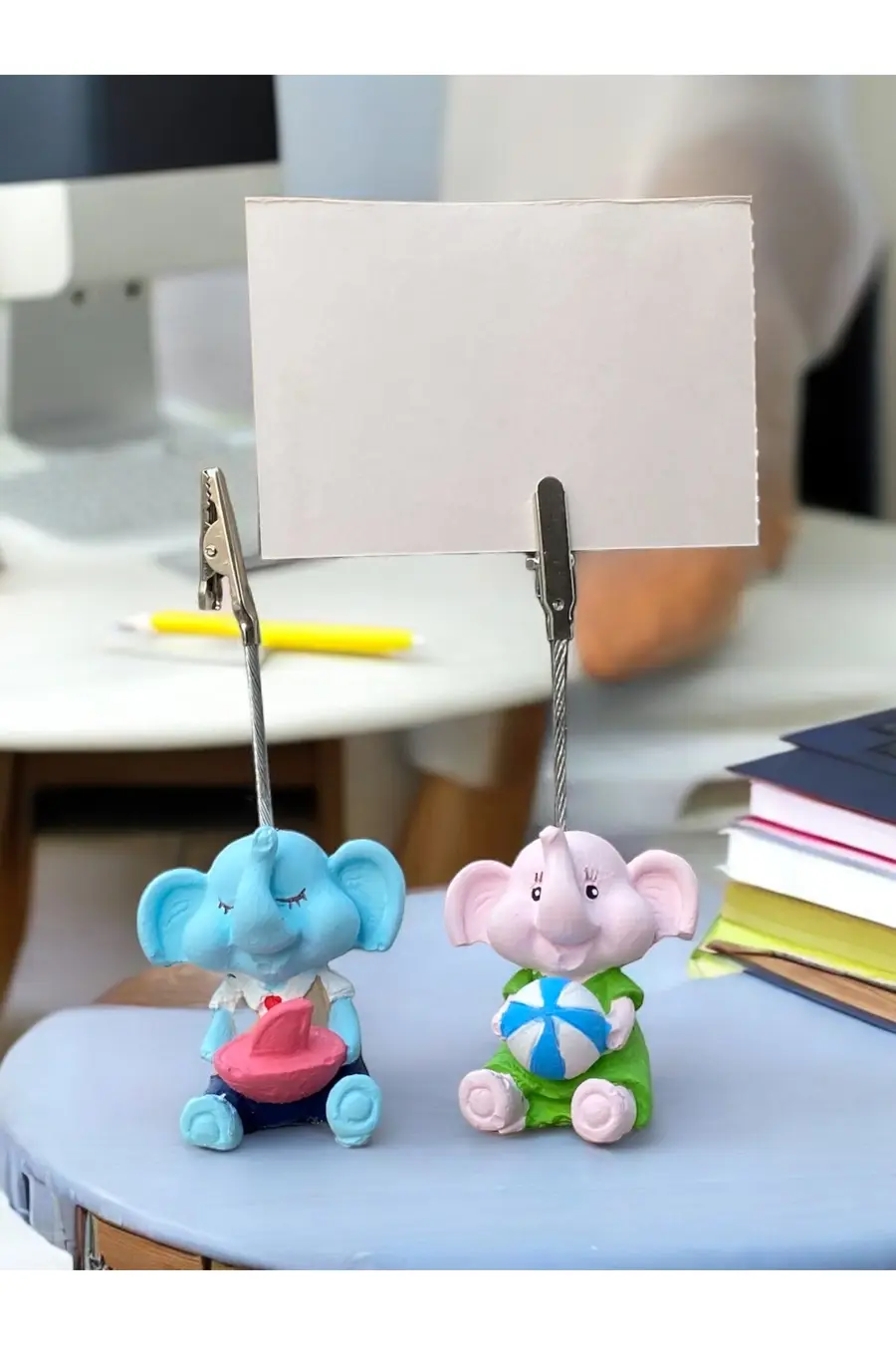 Minik Tatlı Kawaii Yavru Tatilci Filler Fotoğraf Not Tutacağı Ofis Masası Hediye Tutucu Tutacakti - 1. görsel