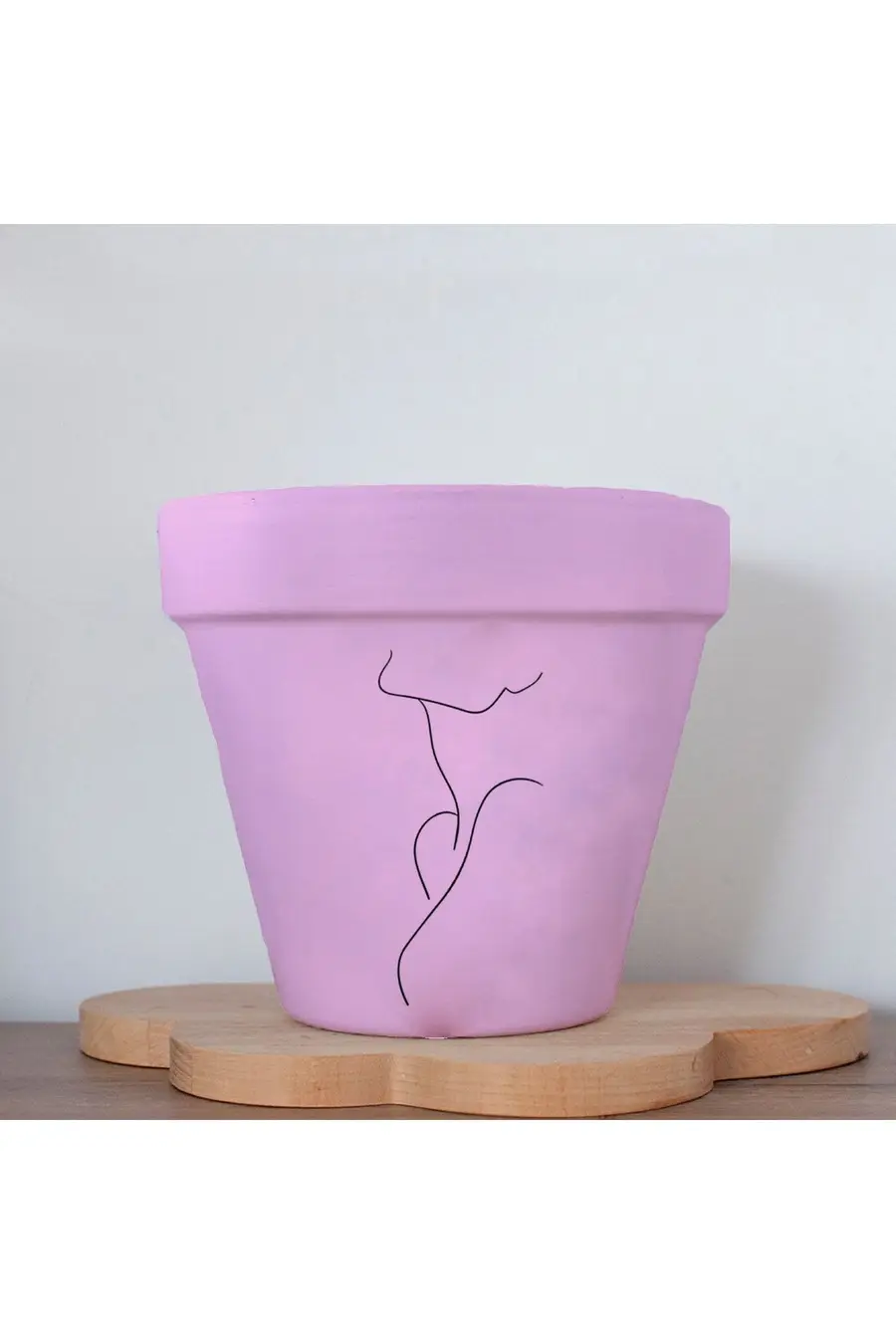Minimalist Kadın 2 Figürlü Renkli El Yapımı Boyama 13 Cm Yalı Saksı Hediyelik - 1. görsel