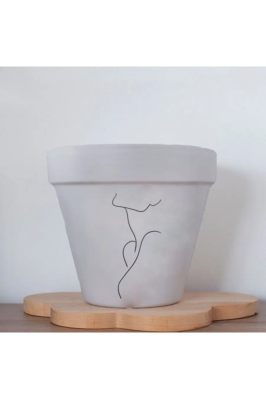 Minimalist Kadın 2 Figürlü Renkli El Yapımı Boyama 13 Cm Yalı Saksı Hediyelik - 1. görsel