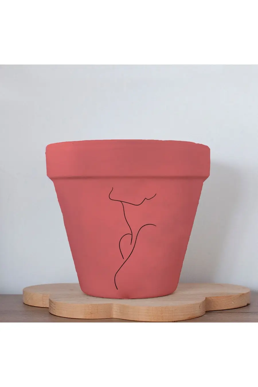 Minimalist Kadın 2 Figürlü Renkli El Yapımı Boyama 13 Cm Yalı Saksı Hediyelik - 1. görsel