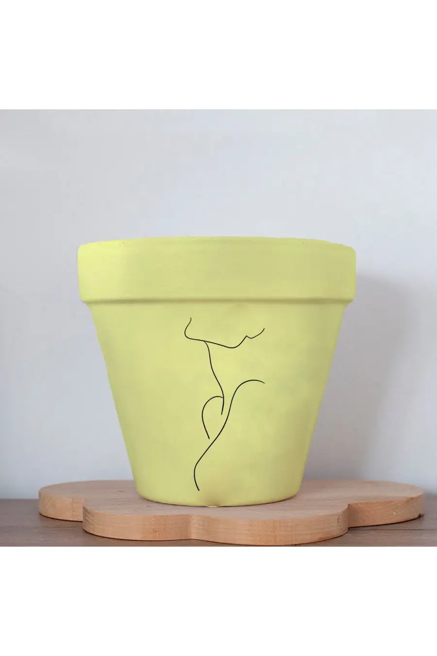 Minimalist Kadın 2 Figürlü Renkli El Yapımı Boyama 13 Cm Yalı Saksı Hediyelik - 1. görsel