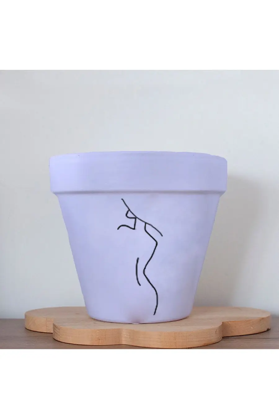 Minimalist Kadın 3 Figürlü Doğal Terleyen Toprak Renkli El Yapımı Boyama 13 Cm Yalı Saksı Hediyelik - 1. görsel