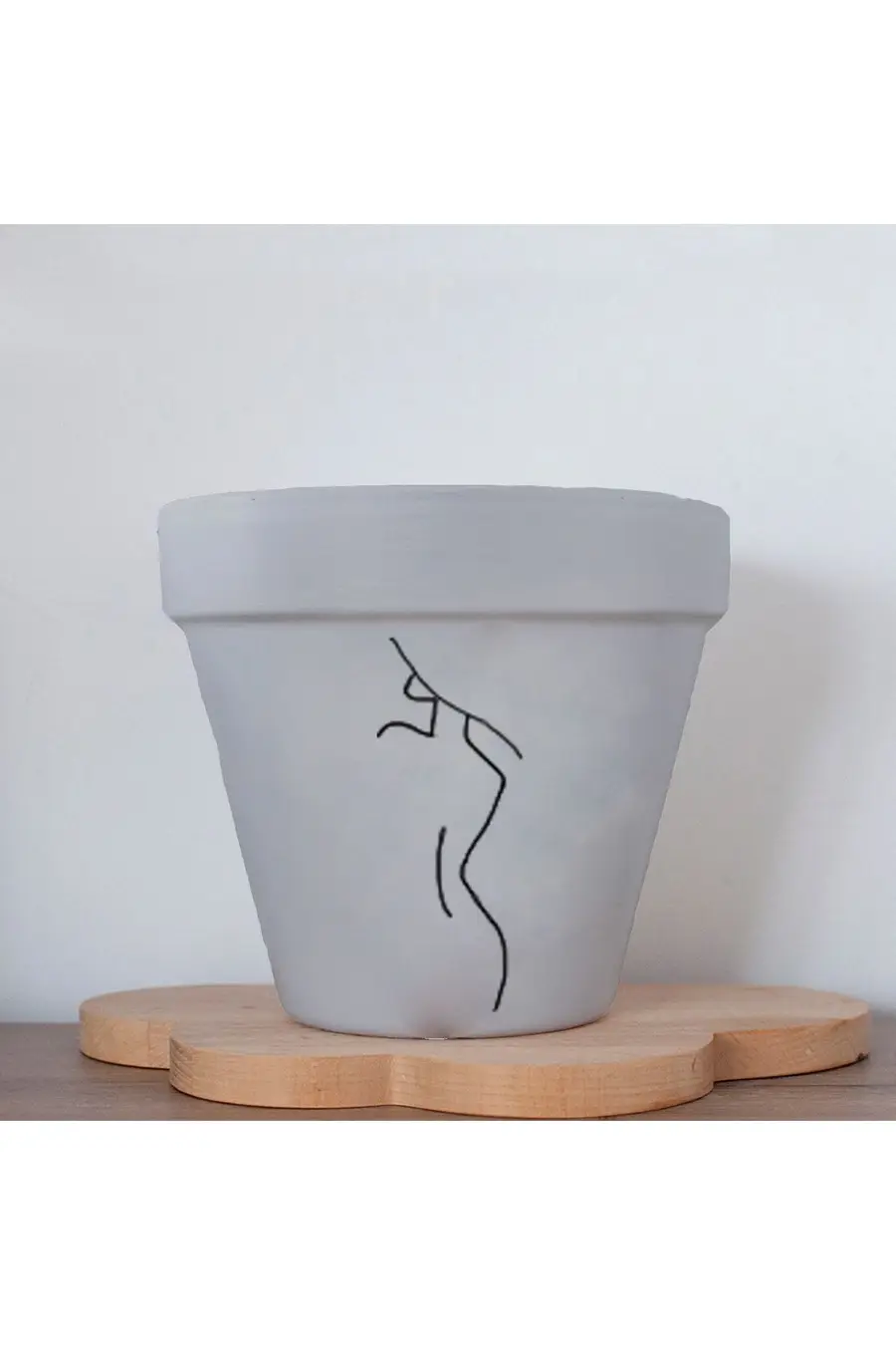 Minimalist Kadın 3 Figürlü Doğal Terleyen Toprak Renkli El Yapımı Boyama 13 Cm Yalı Saksı Hediyelik - 1. görsel
