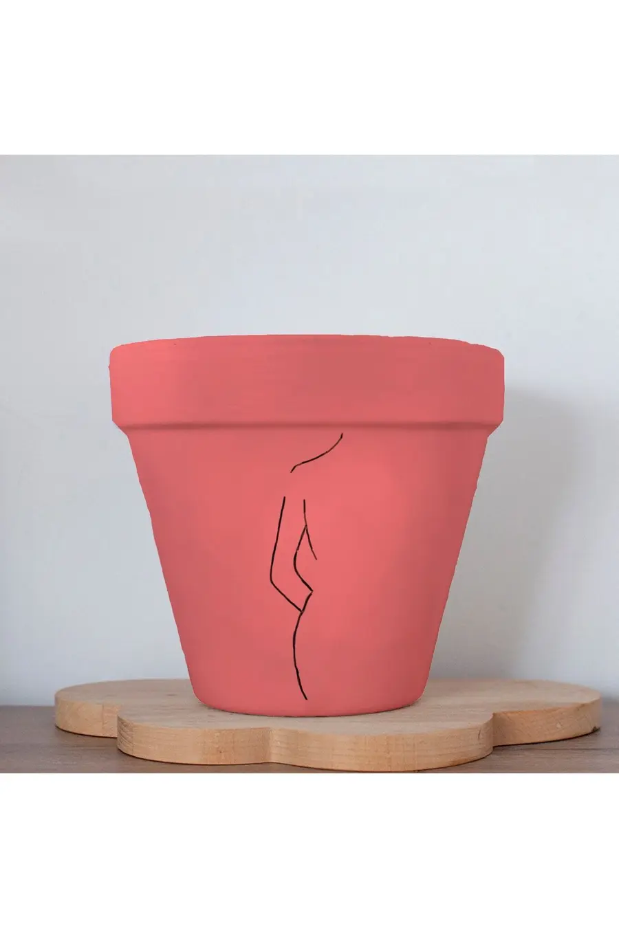 Minimalist Kadın Figürlü Renkli El Yapımı Boyama 13 Cm Yalı Saksı Hediyelik - 1. görsel
