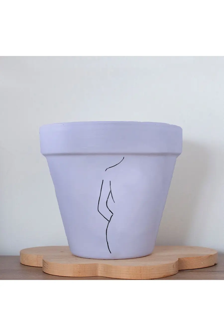 Minimalist Kadın Figürlü Renkli El Yapımı Boyama 13 Cm Yalı Saksı Hediyelik - 1. görsel