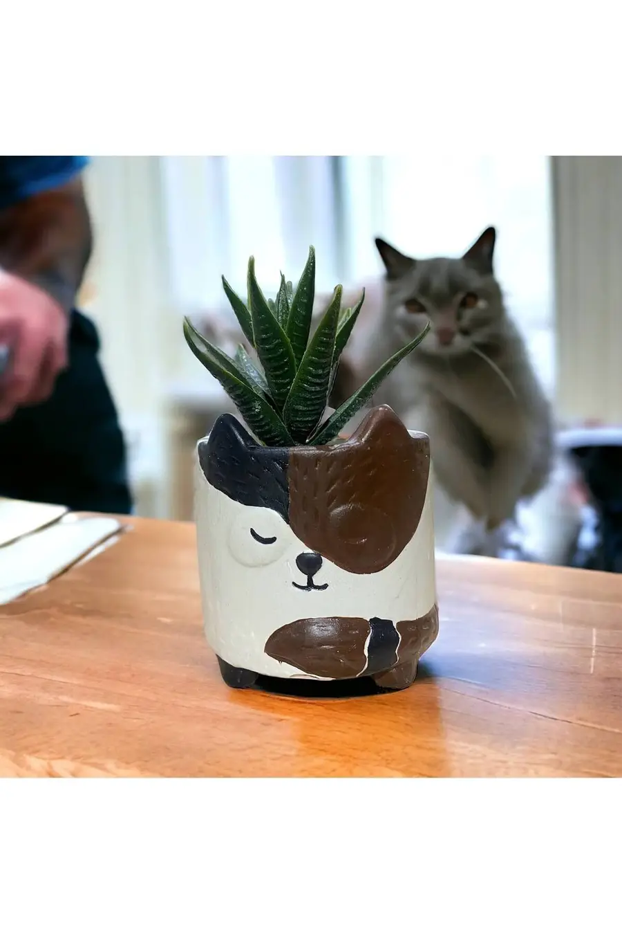 Özel Yapım Kedi Desenli Hediyelik Saksı Organizer Mumluk - 1. görsel